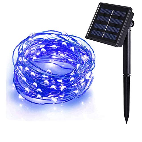 Tuokay, Solar Lichterkette Außen, Kupferdraht 20m 200 LED 8 Modi, Wasserdicht LED Außenlichterkette, Dekorative Beleuchtung für Garten Balkon Pavillon errasse Rasen Hof Zaun Hochzeit Deko (Blau) von Tuokay