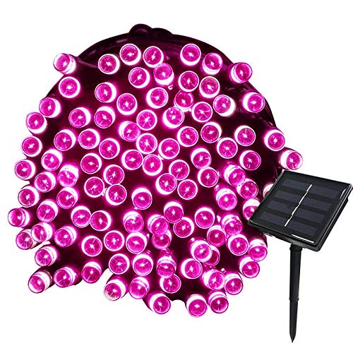 Tuokay, Solar Lichterkette Außen, 22m 200 LED 8 Modi Wasserdicht LED Außenlichterkette, Dekorative Beleuchtung für Garten Balkon Pavillon Terrasse Rasen Hof Zaun Hochzeit Fest Deko (Rosa) von Tuokay