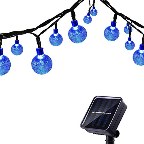 Tuokay Solar Lichterkette Außen 6,5m 30 LED 8 Modi Wasserdicht LED Außenlichterkette mit Kugel, Dekorative Beleuchtung für Garten Balkon Pavillon Terrasse Rasen Hof Zaun Deko (Blau) von Tuokay