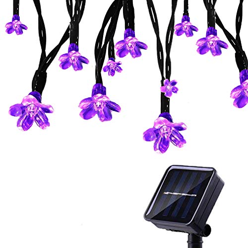 Tuokay Solar Lichterkette Außen 7m 50 LED 8 Modi Wasserdicht LED Außenlichterkette mit Blumen, Dekorative Beleuchtung für Garten Balkon Pavillon Terrasse Rasen Hof Zaun Hochzeit Deko (Lila) von Tuokay