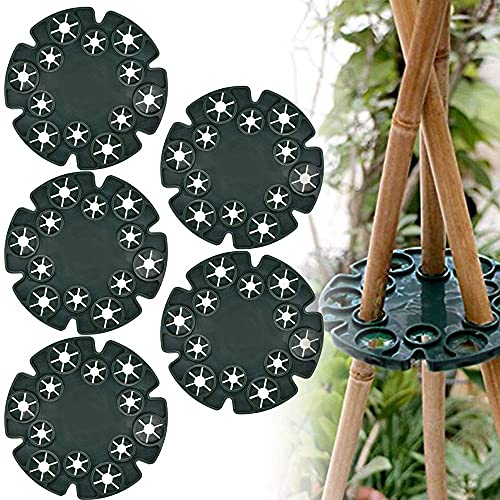 5 Stück Wigwam Rohrgreifer Sweet Pea Support 12 Löcher DIY Bambus Holzpfähle Rohrverbinder Garten Pflanze Clip für Kletterpflanzen, Stangenbohnen, Sweet Pea, Tomaten, Gurken (grün) von Tuoservo