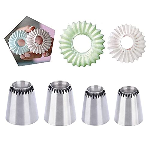 KBstore 4 Stück Keksspitzen-Set – Ideal Grand Edelstahl Zuckerguss-Düse DIY Werkzeuge für Cupcakes, Gebäck, Kuchendekoration #10, 2 von Tuoservo