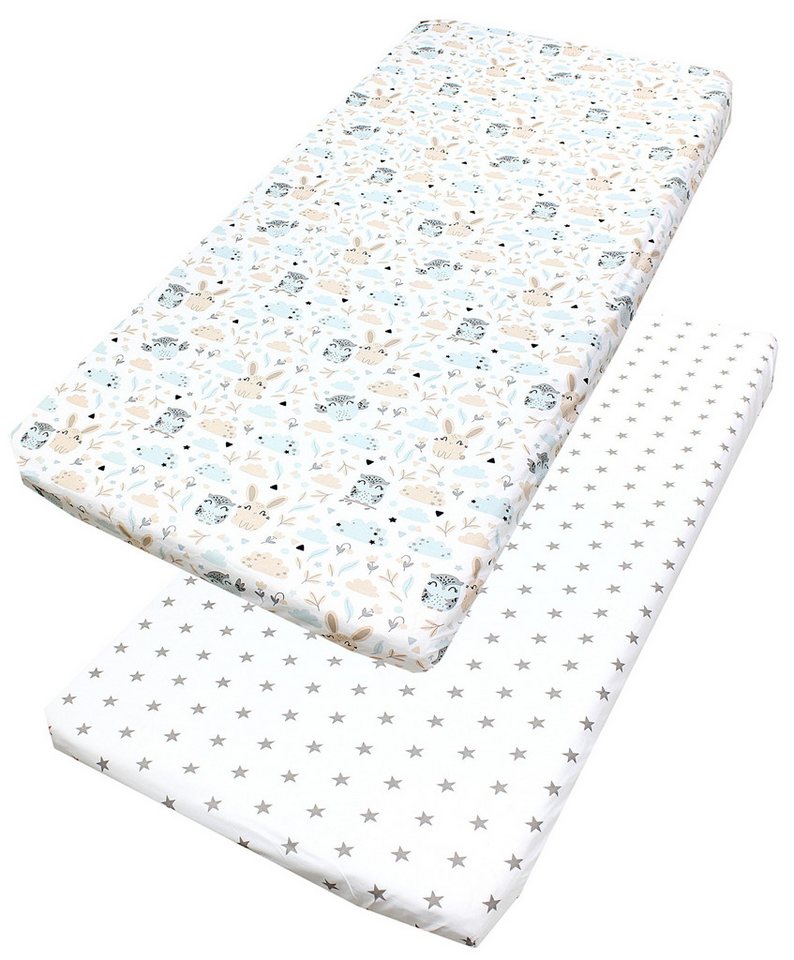 TupTam Spannbettlaken Baby Spannbettlaken Spannbetttuch für Babybett Kinderbett 2er Pack von TupTam