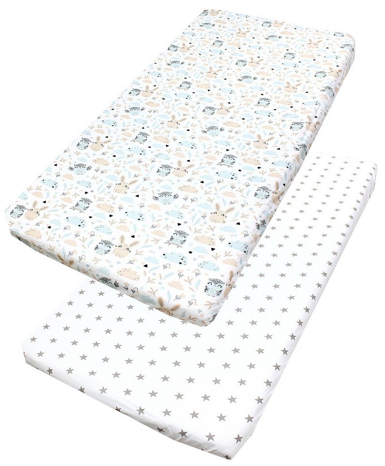 Spannbettlaken Baby Spannbettlaken Spannbetttuch für Babybett Kinderbett 2er Pack, TupTam von TupTam