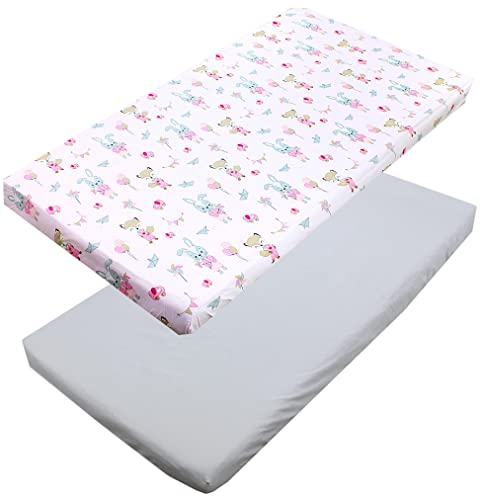 TupTam Baby Spannbettlaken Kinder Spannbetttuch für Babybett Kinderbett 2er Pack, Farbe: Fuchs/Kaninchen/Rosa, Größe: 60 x 120 cm TupTam Baby Spannbettlaken Kinder Spannbetttuch für Babybett Kinderbett 2er Pack, Farbe: Fuchs/Kaninchen/Rosa, Größe: 60 x 120 cm von TupTam