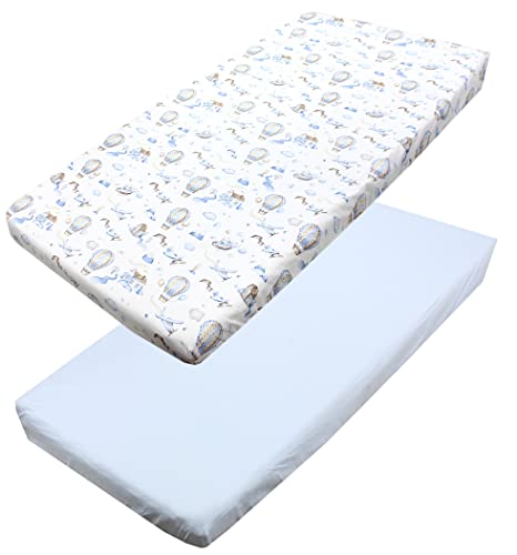 TupTam Baby Spannbettlaken Kinder Spannbetttuch für Babybett Kinderbett 2er Pack, Farbe: Heißluftballons Blau, Größe: 60 x 120 cm TupTam Baby Spannbettlaken Kinder Spannbetttuch für Babybett Kinderbett 2er Pack, Farbe: Heißluftballons Blau, Größe: 60 x 120 cm von TupTam