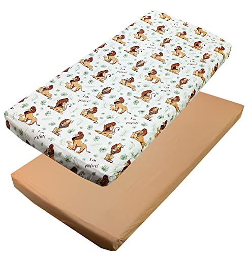 TupTam Baby Spannbettlaken Kinder Spannbetttuch für Babybett Kinderbett 2er Pack, Farbe: Löwe/Braun/Grün, Größe: 70 x 140 cm TupTam Baby Spannbettlaken Kinder Spannbetttuch für Babybett Kinderbett 2er Pack, Farbe: Löwe/Braun/Grün, Größe: 70 x 140 cm von TupTam