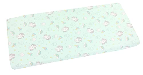 TupTam Baby Spannbettlaken Kinder Spannbetttuch für Babybett Kinderbett Gemustert, Farbe: Einhorn Mint, Größe: 70 x 140 cm von TupTam