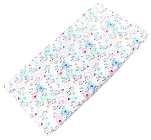 TupTam Baby Spannbettlaken Kinder Spannbetttuch für Babybett Kinderbett Gemustert, Farbe: Einhorn Rosa/Blau, Größe: 70 x 140 cm von TupTam