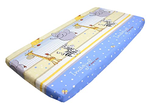 TupTam Baby Spannbettlaken Kinder Spannbetttuch für Babybett Kinderbett Gemustert, Farbe: Imagine Blau, Größe: 70 x 140 cm von TupTam