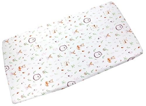 TupTam Baby Spannbettlaken Kinder Spannbetttuch für Babybett Kinderbett Gemustert, Farbe: Lichtung/Rehe, Größe: 60 x 120 cm von TupTam