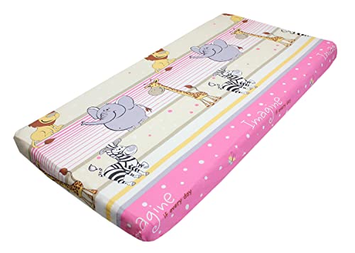 TupTam Baby Spannbettlaken Kinder Spannbetttuch für Babybett Kinderbett Gemustert, Farbe: Imagine Rosa, Größe: 70 x 140 cm von TupTam