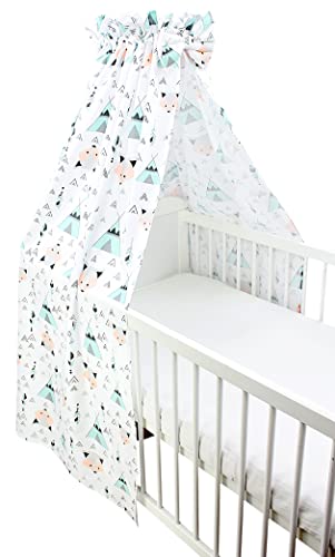 TupTam Babybett Himmel mit Schleifchen, Farbe: Grau/Fuchs Mint, Größe: ca. 160x240 cm von TupTam