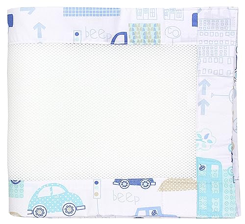 TupTam Gitterstäbe Schutz Netz Babybett Nestchen 3D Mesh 2 Pack, Farbe: Autos Blau, Größe: ca. 128 x 30 cm (für Babybett 140x70) von TupTam