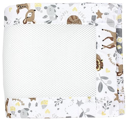 TupTam Bettumrandung Babybett 3D Mesh Nestchen – Gitterstäbe Schutz Netz 2er, Farbe: Extra Dickes 8mm Netz/Wilde Tiere Beige, Größe: ca. 128 x 30 cm (für Babybett 140x70) von TupTam