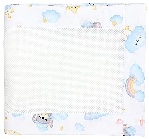 TupTam Gitterstäbe Schutz Netz Babybett Nestchen 3D Mesh 2 Pack, Farbe: Schlafender Koala Blau Gelb, Größe: ca. 128 x 30 cm (für Babybett 140x70) von TupTam