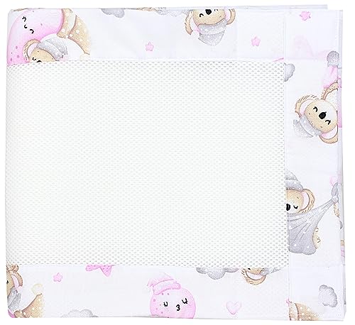 TupTam Gitterstäbe Schutz Netz Babybett Nestchen 3D Mesh 2 Pack, Farbe: Schlafender Koala Grau Rosa, Größe: ca. 128 x 30 cm (für Babybett 140x70) von TupTam