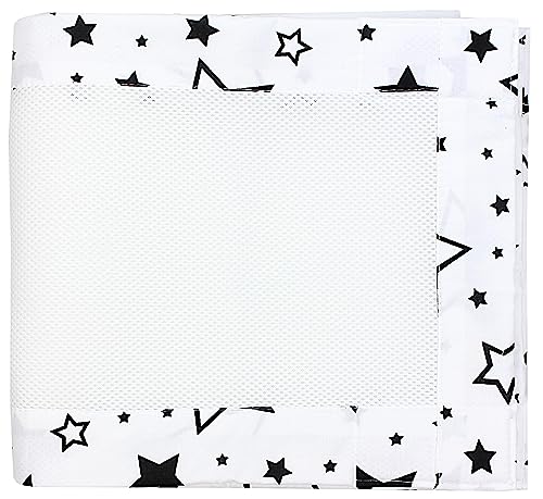 TupTam Gitterstäbe Schutz Netz Babybett Nestchen 3D Mesh 2 Pack, Farbe: Sterne Weiß/Schwarz, Größe: ca. 128 x 30 cm (für Babybett 140x70) von TupTam