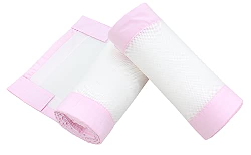 TupTam Gitterstäbe Schutz Netz Babybett Nestchen 3D Mesh 2 Pack, Farbe: Weiß/Rosa, Größe: ca. 128 x 30 cm (für Babybett 140x70) von TupTam