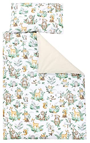 TupTam Kinder Bettwäsche Gemustert 2-Teilig Wendebettwäsche, Farbe: Tiere mit Blättern, Größe: 135x100 cm von TupTam