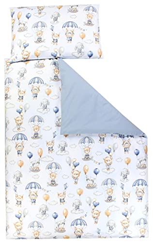 TupTam Kinder Bettwäsche Gemustert 2-Teilig Wendebettwäsche, Farbe: Tiere mit Fallschirmen/Blau, Größe: 135x100 cm von TupTam