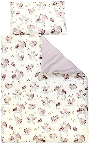 TupTam Kinder Bettwäsche Set Babybettwäsche Bettbezug 100 x 135 120 x 90 Kissenbezug 40 x 60 Jungen Mädchen 2-TLG, Farbe: Dino Bärchen Braun Gelb, Größe: 135x100 cm von TupTam