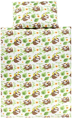 TupTam Kinder Bettwäsche Set Babybettwäsche Bettbezug 100 x 135 120 x 90 Kissenbezug 40 x 60 Jungen Mädchen 2-TLG, Farbe: Faultiere/Braun, Größe: 135x100 cm von TupTam