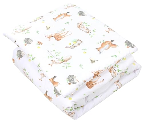 TupTam Kinder Gemusterte Bettdecken Set Ganzjahresdecke Bettdecke Kopfkissen Flachkissen 2tlg., Farbe: Wald Tiere Braun Beige Fuchs REH Igel Eichhörnchen, Größe: 135x100 cm von TupTam