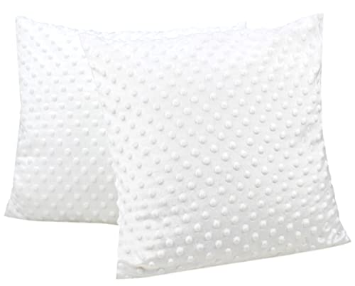 TupTam Kinder Kissenbezug Dekorativ Couch Kissenhülle Kopfkissenbezug Minky Punkte 2er Pack, Farbe: Weiß, Größe: 50 x 50 cm von TupTam