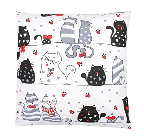 TupTam Kinder Kissenbezug Kissenhülle Dekorativ Gemustert, Farbe: Katzen Schwarz/Weiß, Größe: 40 x 40 cm von TupTam