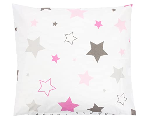 TupTam Kinder Kissenbezug Kissenhülle Dekorativ Gemustert, Farbe: Sterne Rosa/Grau, Größe: 40 x 40 cm von TupTam