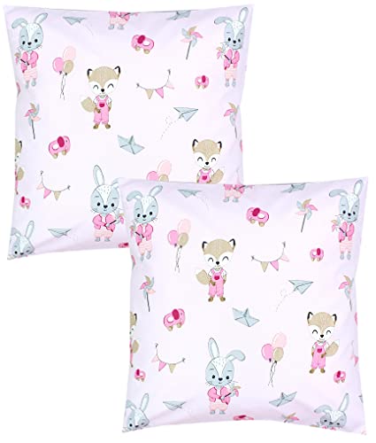 TupTam Kinder Kissenbezug Dekorativ Gemustert mit Hotelverschluss 2er Set, Farbe: Fuchs/Kaninchen/Rosa, Größe: 40 x 40 cm TupTam Kinder Kissenbezug Dekorativ Gemustert mit Hotelverschluss 2er Set, Farbe: Fuchs/Kaninchen/Rosa, Größe: 40 x 40 cm von TupTam