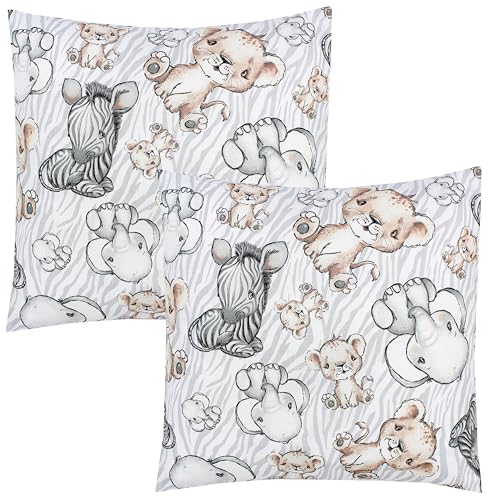 TupTam Kinder Kissenbezug Dekorativ Gemustert mit Hotelverschluss 2er Set, Farbe: Safari/Grau, Größe: 40 x 40 cm TupTam Kinder Kissenbezug Dekorativ Gemustert mit Hotelverschluss 2er Set, Farbe: Safari/Grau, Größe: 40 x 40 cm von TupTam