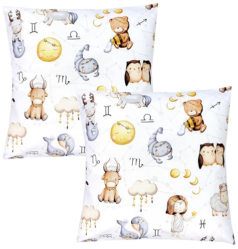 TupTam Kinder Kissenbezug Dekorativ Gemustert mit Hotelverschluss 2er Set, Farbe: Tierkreiszeichen/Grau, Größe: 80 x 80 cm TupTam Kinder Kissenbezug Dekorativ Gemustert mit Hotelverschluss 2er Set, Farbe: Tierkreiszeichen/Grau, Größe: 80 x 80 cm von TupTam