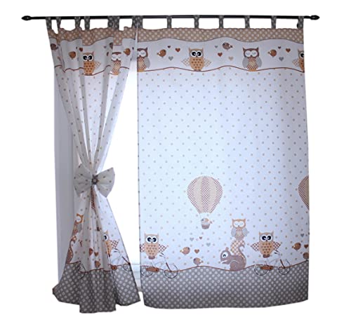 TupTam Kinderzimmer Vorhänge Baby Gardinen mit Schleifen 2er Set, Farbe: Eulen 2 Beige, Größe: ca. 155x95 cm TupTam Kinderzimmer Vorhänge Baby Gardinen mit Schleifen 2er Set, Farbe: Eulen 2 Beige, Größe: ca. 155x95 cm von TupTam