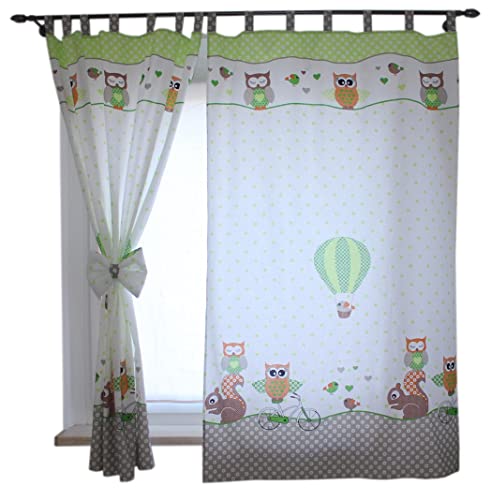 TupTam Kinderzimmer Vorhänge Baby Gardinen mit Schleifen 2er Set, Farbe: Eulen 2 Grün, Größe: ca. 155x95 cm TupTam Kinderzimmer Vorhänge Baby Gardinen mit Schleifen 2er Set, Farbe: Eulen 2 Grün, Größe: ca. 155x95 cm von TupTam