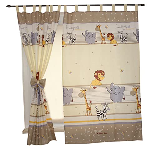 TupTam Kinderzimmer Vorhänge Baby Gardinen mit Schleifen 2er Set, Farbe: Imagine Beige, Größe: ca. 155x95 cm TupTam Kinderzimmer Vorhänge Baby Gardinen mit Schleifen 2er Set, Farbe: Imagine Beige, Größe: ca. 155x95 cm von TupTam