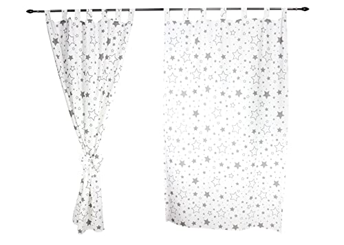 TupTam Kinderzimmer Vorhänge Baby Gardinen mit Schleifen 2er Set, Farbe: Graue Galaxie, Größe: ca. 155x95 cm von TupTam