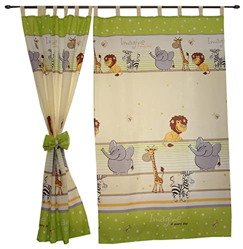 TupTam Kinderzimmer Vorhänge Baby Gardinen mit Schleifen 2er Set, Farbe: Imagine Grün, Größe: ca. 155x95 cm TupTam Kinderzimmer Vorhänge Baby Gardinen mit Schleifen 2er Set, Farbe: Imagine Grün, Größe: ca. 155x95 cm von TupTam