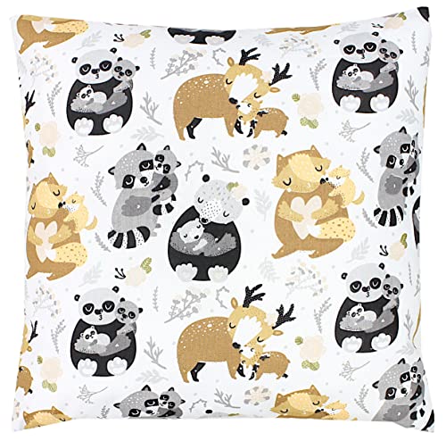 TupTam Kissenbezug Gemustert Bunte Kissenhüllen Dekokissen für Baby und Kinderzimmer, Farbe: Wald-Familie, Größe: 40 x 40 cm von TupTam