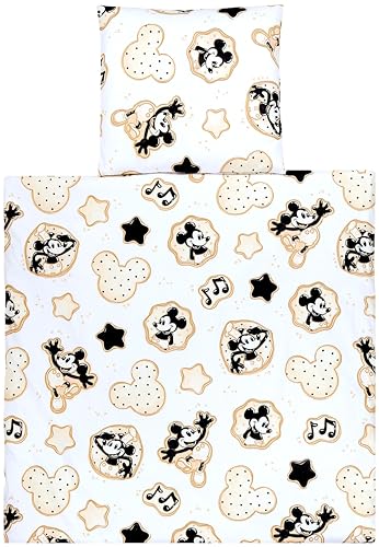 TupTam Unisex Baby Wiegenset 4-teilig Bettwäsche-Set: Bettdecke und Kopfkissen mit Bezug, Farbe: Micky Maus/Noten/Weiß/Beige, Größe: 80x80 cm TupTam Unisex Baby Wiegenset 4-teilig Bettwäsche-Set: Bettdecke und Kopfkissen mit Bezug, Farbe: Micky Maus/Noten/Weiß/Beige, Größe: 80x80 cm von TupTam