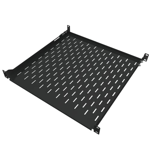 Tupavco TP1711 Server-Rackmount Tray, 450 mm tief, 4 Pfosten, feste Halterung für Computernetzwerk / AV/IT-Geräteschränke, belüftet für maximalen Luftstrom, Schwarz von Tupavco