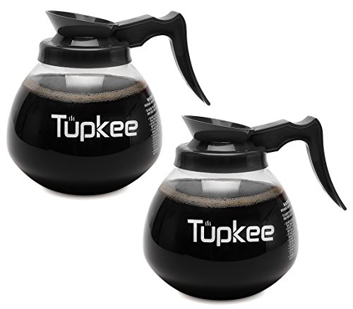 Tupkee Glaskaffeekannen für 12 Tassen, Dekantierer/karaffe, 60 oz, 2 schwarze Griffe, 2 Stück von Tupkee