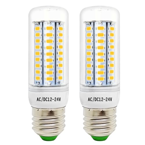 Tupolife E27 12V LED Glühbirne 3.5W 12-24V AC/DC Warmweiß 3000K 12 volt Lampe für Off Grid Solar Beleuchtung RV Boot Innenbeleuchtung, 30W 12V E27 Halogen Glühlampenersatz, 2 Stück von Tupolife