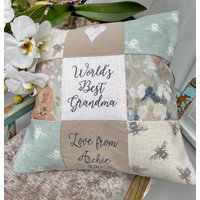 Beste Mutter Der Welt Kissen Blau - Personalisiertes Geschenk Für Mama Besticktes von TuppennyHouseDesigns