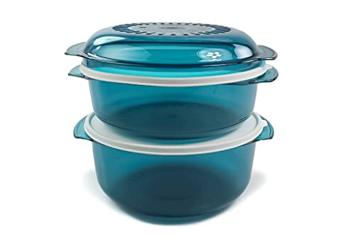 Mikrowelle Tupperware Microcook 3,0 L türkis + 1,75 L + Deckel von Tupperware