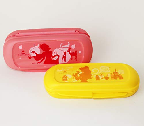 TUPPERWARE 2X Prinzessin Box in Gelb + in Lachs Brillenbox Etui Stifte + Kugelschreiber von Tupperware
