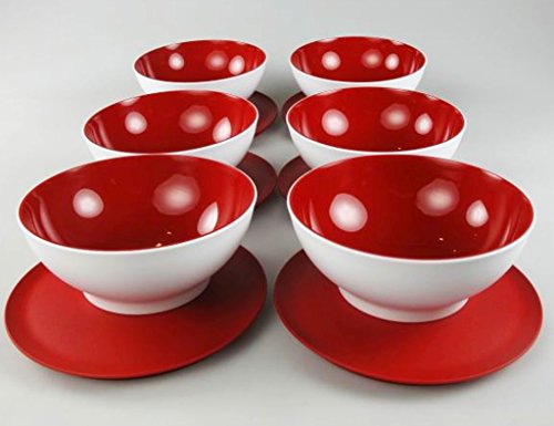 TUPPERWARE Allegra 275 ml Rot Weiß (6) Schalen Dessert Dessertschalen von Tupperware