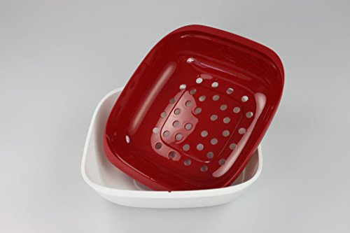 TUPPERWARE Allegra Servierschale 1,33 L rot weiß mit Sieb Auffangschale von Tupperware