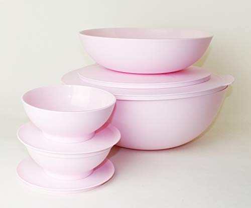 TUPPERWARE Allegra Servierschüssel 5L Rosa/Silber + 1,5L Rosa/Silber + 2X 275ml Rosa/Silber + Prinzessin Trinkbecher 330ml von Tupperware